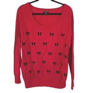 Torrid Candy Red Bows Crewneck Sweater Cutesy Kawaii Coquette Plus Size 2X
